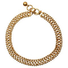 Anne Klein Gold-Tone Chunky Chain Toggle Choker Necklace circa 1980s