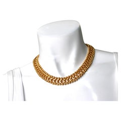 Anne Klein Gold-Tone Chunky Chain Toggle Choker Necklace circa 1980s