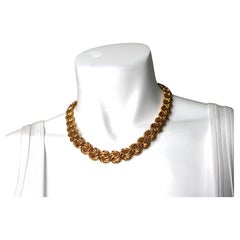 Gold-Tone Spiral Wreath Link Statement Necklace circa 1980s