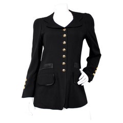 Schwarze Vintage-Jacke von Sonia Rykiel mit einem Knopfreihen und goldfarbenen Knöpfen