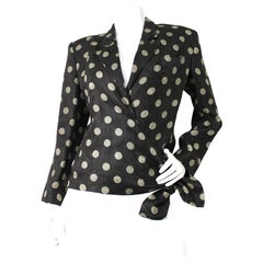 Giorgio Armani Black & Grey Polka-Dot Vintage Wrap Jacket