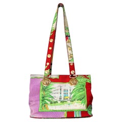 Gianni Versace Couture "Miami" Multicolor Print Mini Tote Bag circa 1993
