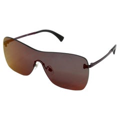 Chanel Quilted Mirrored Lens Shield Oversized Sunglasses circa Y2K