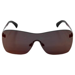 Chanel Quilted Mirrored Lens Shield Oversized Sunglasses circa Y2K