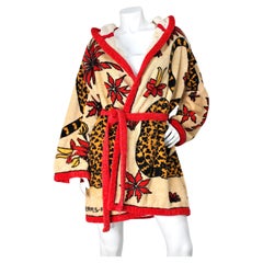 Hermès Printed Leopard Terry Cloth Vintage Robe