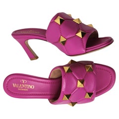 Valentino Garavani Orchid Roman Rockstud Quilted Leather Mules