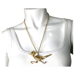 14K Gold Plated Road Runner Pendant Necklace circa 1980s