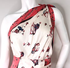 Fendi Astrology Motif One Shoulder Silk Mini Dress