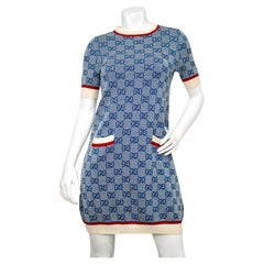 Gucci Interlocking GG Jacquard Monogram Short Sleeve Wool Dress circa 2019
