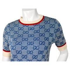 Gucci Interlocking GG Jacquard Monogram Short Sleeve Wool Dress circa 2019