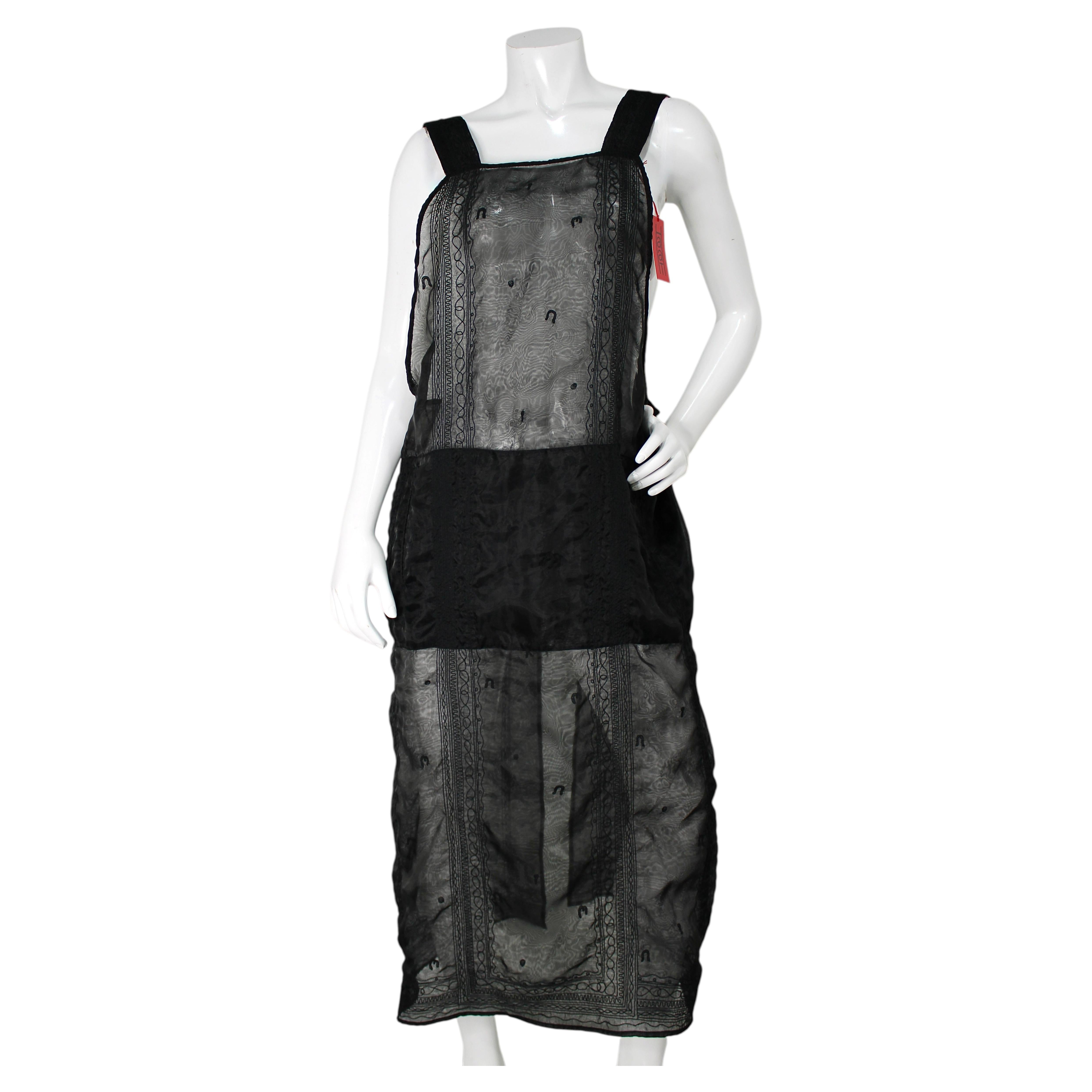 Vestido túnica en capas de organza transparente negro de HaaT by Issey Miyake, de alrededor del año 2000 en venta