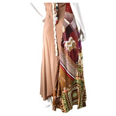 Chloé Asymemetric Brown & Multicolor Silk Twill Scarf Maxi Dress circa 2019
