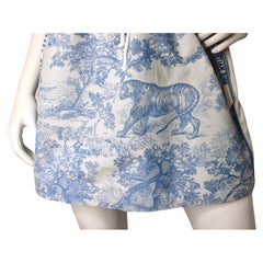 Christian Dior Blue Toile De Jouy Hooded Mini Dress circa 2021