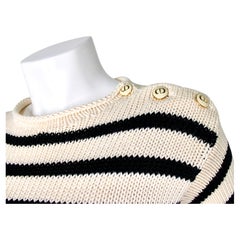 Christian Dior Black & White Striped Cashmere-Cotton Knit Marinière Sweater
