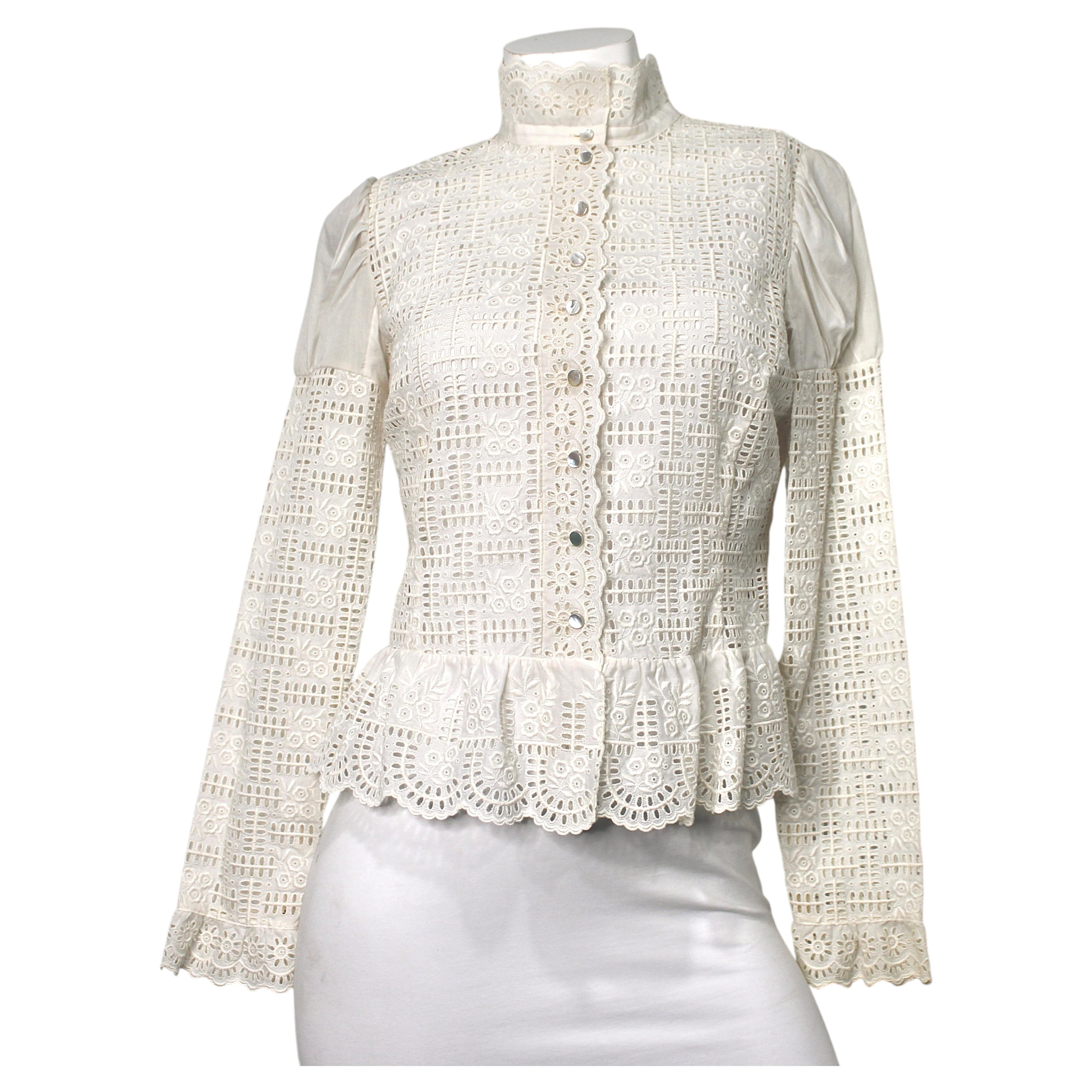 Pre-owned Ralph Lauren Antique White Lace Archival Runway Purple Label Blouse Spring 2019