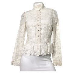 Ralph Lauren Antique White Lace Archival Runway Purple Label Blouse Spring 2019