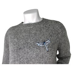 Stella McCartney Grey Floral Embroidery Alpaca-Wool Blend Sweater circa 2019