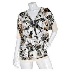 Hermès White Kachinas Silk Shirt with Kermit Oliver Graphic Print circa 1990s
