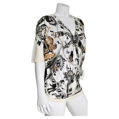 Hermès White Kachinas Silk Shirt with Kermit Oliver Graphic Print circa 1990s