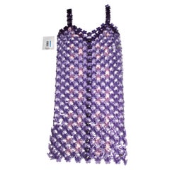 Paco Rabanne Purple Floral PVC Chainmail Linked Paillette Dress circa 2022