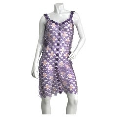 Paco Rabanne Purple Floral PVC Chainmail Linked Paillette Dress circa 2022