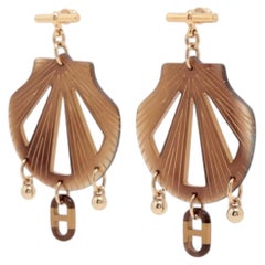 Hermès Sur Mer Buffalo Horn & Metal Shell Drop Earrings