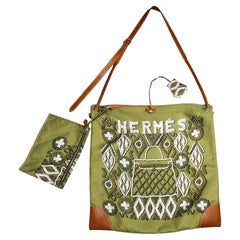 Borsa a tracolla Hermès in seta verde "Silky City-Kelly En Perles" PM, circa 2011