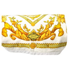 Gianni Versace Ivory & Gold "Le Vase Baroque" Velvet Throw Blanket circa 1990s