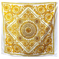 Gianni Versace Ivory & Gold "Le Vase Baroque" Velvet Throw Blanket circa 1990s