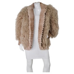 Evans Taupe Tibetan Mongolian Lamb & Rabbit Dyed Fur Coat circa 1980s