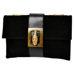 Tom Ford For Gucci Black Suede Tiger Head Vintage Shoulder Bag circa 2000s