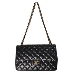 Chanel Black Quilted Classic Jumbo Double Flap Bag With Gold-Tone Hardware