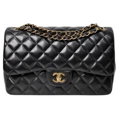 Chanel Black Quilted Classic Jumbo Double Flap Bag With Gold-Tone Hardware