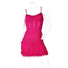 Roberto Cavalli Fuchsia Crinoline Stretch Knit Mini Dress circa 2013-2015