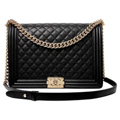 Chanel Black Caviar Leather Large Boy Flap Bag With Gold-Tone Hardware