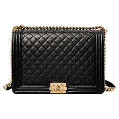 Chanel Black Caviar Leather Large Boy Flap Bag With Gold-Tone Hardware