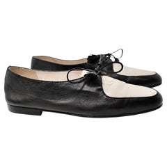 Chanel Nappa Nero Two-Tone Lamskin Lace-Up Tassel Ballet Flats Circa 1993