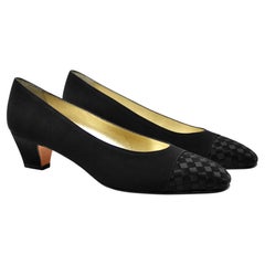 Bottega Veneta "Ariana" Black Intrecciato Cap-Toe Low-Heel Vintage Pumps