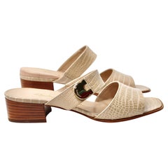 Salvatore Ferragamo Beige "Badia" Double-Strap Vintage Mule Sandals