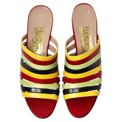 Salvatore Ferragamo "Musette" Multi-Color Vintage Y2K Heeled Sandals