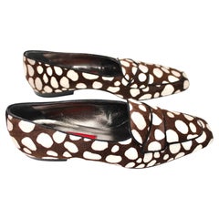 Andrea Pfister Dark Brown & Cream Polka Dot Pony Har Couture Vintage Loafers