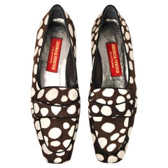 Andrea Pfister Dark Brown & Cream Polka Dot Pony Har Couture Vintage Loafers