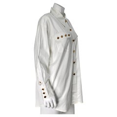 Chanel Blanc 100% Cotton Oversized Button Up Vintage Shirt Circa 1990s