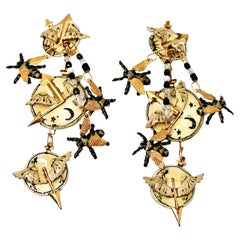 Lunch At The Ritz Celestial Clip-On Vintage Earrings