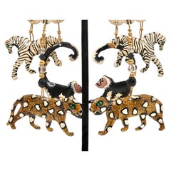 Lunch At The Ritz "Carte Du Jour" East African Safari 1990 Chandelier Earrings