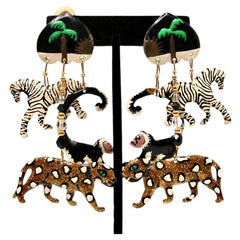 Lunch At The Ritz "Carte Du Jour" East African Safari 1990 Chandelier Earrings