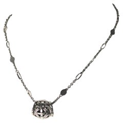 John Hardy Sterling Silver Archival Woven Sphere Cage Pendant Vintage Necklace