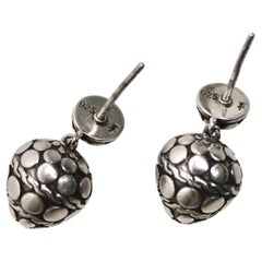 John Hardy Sterling Silver Dot Acorn Drop Earrings circa 2010s