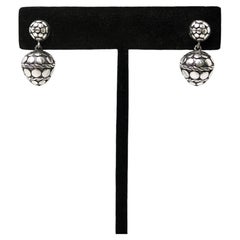 John Hardy Sterling Silver Dot Acorn Drop Earrings circa 2010s