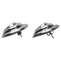 Vintage Sterling Silver Sculptural Spiral Statement Post Earrings